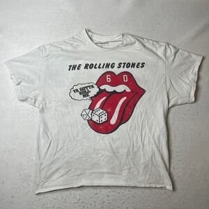 The Rolling Stones 60 Ya Gotta Roll Me Graphic T-Shirt Mens 2XL White‎ Cotton